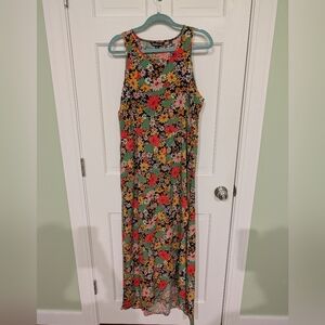 Toad&Co Sunkissed Floral Maxi Dress - Coral, Green, Mustard on Black XL